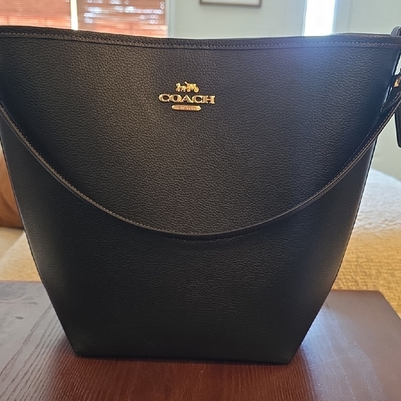 Coach Black Leather Curved Top Handbag - Picture 6 of 6